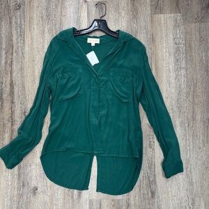Cloth & Stone Forest Green Button-Down Shirt Size Small